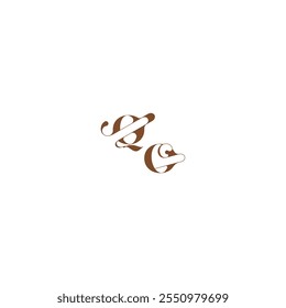 bold and hairline initial wedding logo concept QO elegant curve monogram letter