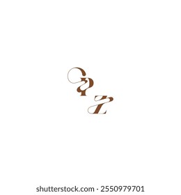 negrito e linha de cabelo conceito logotipo de casamento inicial PZ elegante curva monograma letra
