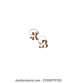 negrito e linha de cabelo conceito logotipo de casamento inicial RB elegante curva monograma letra