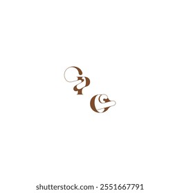 bold and hairline initial wedding logo concept PO elegant curve monogram letter