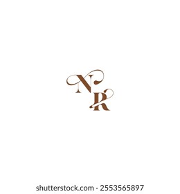 bold and hairline initial wedding logo concept NR elegant curve monogram letter