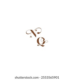 bold and hairline initial wedding logo concept NQ elegant curve monogram letter