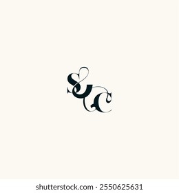 negrito e linha de cabelo monograma de casamento inicial elegante CS carta logotipo de curva fantasia