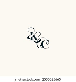 bold and hairline initial wedding monogram elegant CK fancy curve logo letter