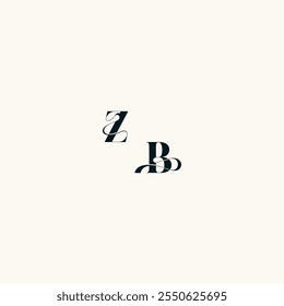bold and hairline initial wedding monogram elegant BZ fancy curve logo letter