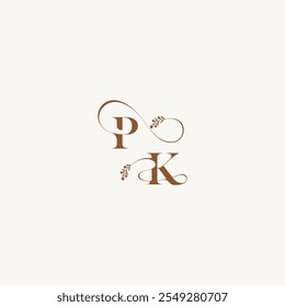 bold and hairline monogram wedding monogram logo initial PK elegant curve organic letter