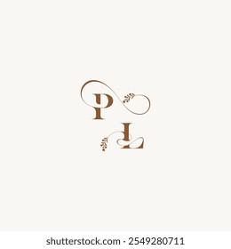 bold and hairline monogram wedding monogram logo initial PL elegant curve organic letter