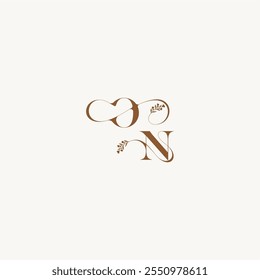 bold and hairline monogram wedding monogram logo initial ON elegant curve organic letter