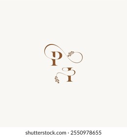 bold and hairline monogram wedding monogram logo initial PI elegant curve organic letter