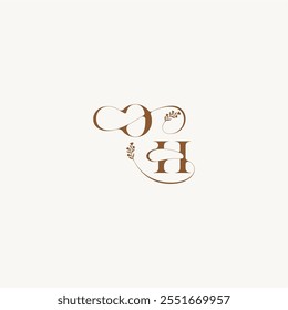 bold and hairline monogram wedding monogram logo initial OH elegant curve organic letter