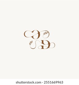 bold and hairline monogram wedding monogram logo initial OD elegant curve organic letter