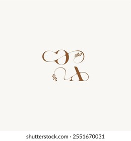 bold and hairline monogram wedding monogram logo initial OA elegant curve organic letter