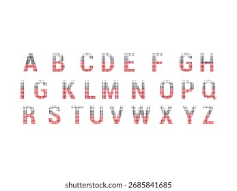 Bold Halftone Dot Font - Vector Uppercase Alphabet Set with Black and Red Split Pattern - Retro Display Typography