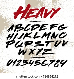 Bold hand drawn alphabet in style grung. Heavy font