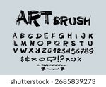 Bold hand drawn brush pen alphabet with art vector expressive letters. Distressed grunge graffiti style, thick textured strokes and punk uppercase typography for modern logos and dynamic designs.