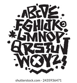 Bold Hand Drawn Bubble Style Graffiti Alphabet
