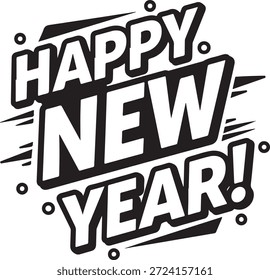 Bold Hand Drawn Typography Happy New Year Greeting Card vector