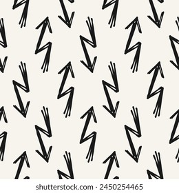 Bold hand-drawn black arrows. Sketch with grunge texture. Scribble seamless pattern.