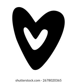 Audaz corazón de doodle dibujado a mano con contorno simple. Ilustración vectorial de estilo minimalista sobre fondo blanco. 