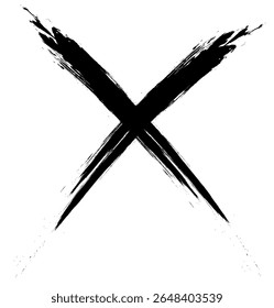 Bold Hand-Painted X Symbol Isolated on White