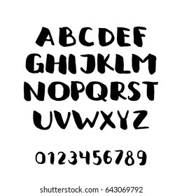 Bold handwritten brush font. Simple letters for decoration.