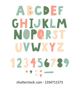 Bold handwritten childish font. Simple letters for decoration. Kids design.