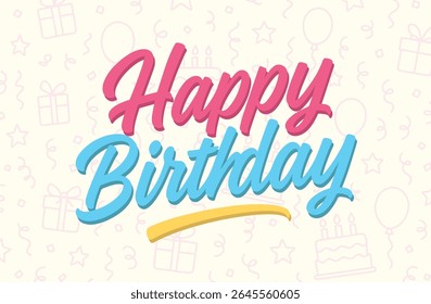 Vetor de letras de aniversário feliz e ousado com vibração divertida, ideal para gráficos de celebração e uso de design

