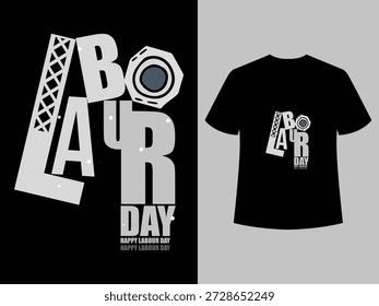 Camiseta de tipografía de Feliz Día del Trabajo perfecta para celebraciones de trabajadores, eventos del movimiento laboral y ropa de sensibilización.