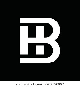 Bold HB Letter Logo Concept on Dark Background - Vector Monogram