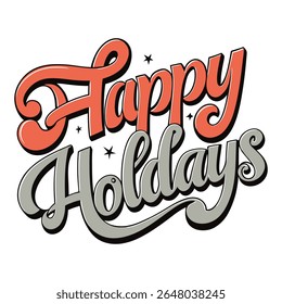 A manchete arrojada "Happy Holidays" explode de alegria, rodeada por confetes coloridos, espalhando alegria festiva e celebração em uma exibição brilhante e divertida de espírito de feriado.
