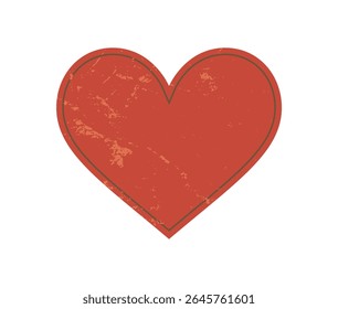 Bold heart shape. Abstract symbol of love. Grunge texture enhances this modern element. This brutalist design fits well in contemporary settings, perfect for stickers or graphic projects.