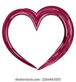 Bold heart shape frame border drawn with thick, dynamic brushstrokes. Energic romantic and artistic expression. Symbol of passion, love, and strength. Statement element for creative projects. 