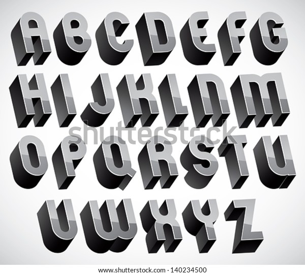 Bold Heavy 3d Letters Set Dimensional Stock Vector (Royalty Free) 140234500