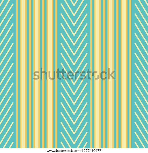 Bold Herringbone Stripe Design Turquoise Yellow Stock Vector