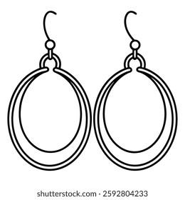 Bold hoop earrings black line art on white background.