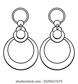  Bold Hoop Earrings Line Art Illustration