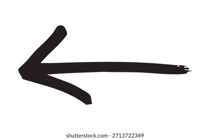 Una flecha Horizontal y atrevida que apunta a la izquierda, con un efecto de trazo de pincel limpio pero texturizado. Gráfico de Vector perfecto para Botones traseros o señales direccionales.
