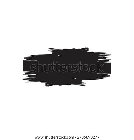A bold, horizontal black ink stroke with distressed, feathered edges, perfect as a background texture for text or as a gritty design accent.