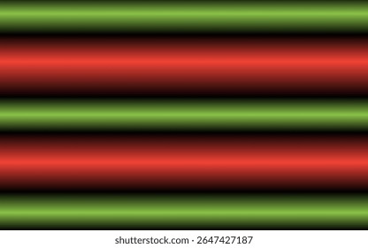 Gradiente horizontal arrojado com faixas verdes e vermelhas brilhantes separadas por preto, criando um techno nítido e de alto contraste ou estética de alerta.