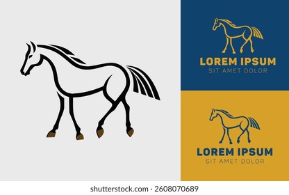 Bold Horse Logo Icon in Black and White Tones