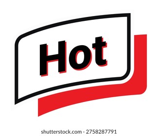Bold hot label with stylish red and black design for trendy promotions