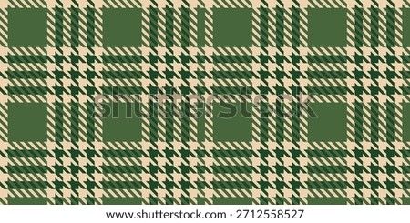 Bold houndstooth check pattern in deep forest green and warm tan. Traditional Scottish textile with classic diagonal texture.