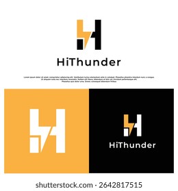 O logotipo do monograma H-Thunder arrojado com um toque moderno, ótimo para start-ups, aplicativos ou plataformas digitais.