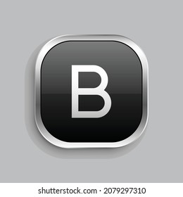 bold icon design. Glossy Button style rounded rectangle isolated on gray background. Vector illustration