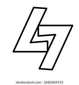 Um ícone em negrito apresenta formas geométricas com contornos espessos. Ideal para logotipos modernos, gráficos tecnológicos ou desenhos abstratos.