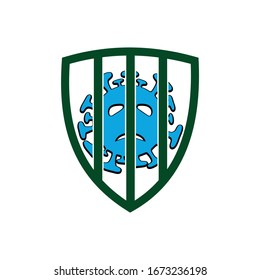 Un icono en negrita para el virus de cuarentena que evita la propagación de gérmenes