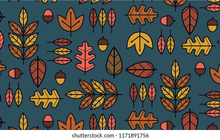 bold, iconic autumn/ fall leaves pattern in a geometric layout.  autumn/fall color palette.
