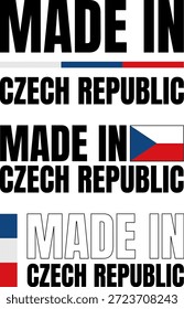 Iconos en negrita que representan Made in Czech Republic mostrados en diferentes estilos con colores nacionales