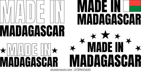 Conjunto de iconos en negrita hechos en Madagascar muestra texto en diferentes estilos y formatos