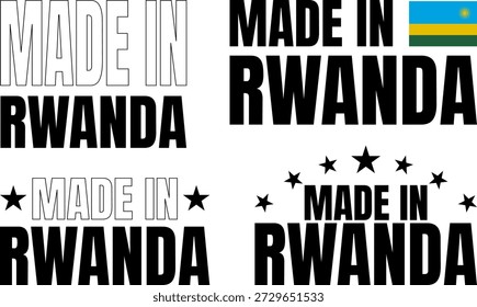 Los íconos en negrita con Elementos de diseño de texto hechos en Ruanda se muestran de manera prominente